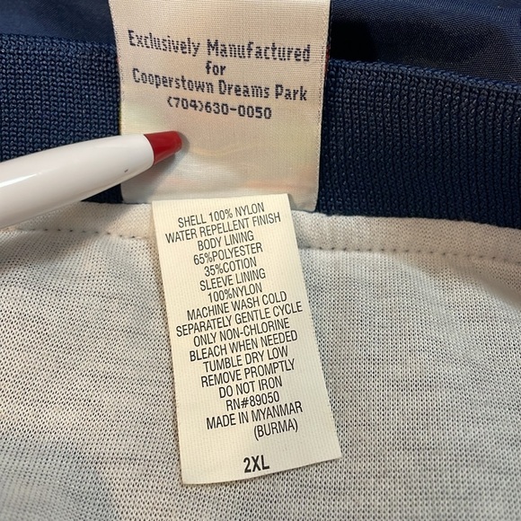 Cooperstown Dreams Park Men’s 2XL Navy V Neck Lined Windbreaker Pullover - Picture 8 of 8